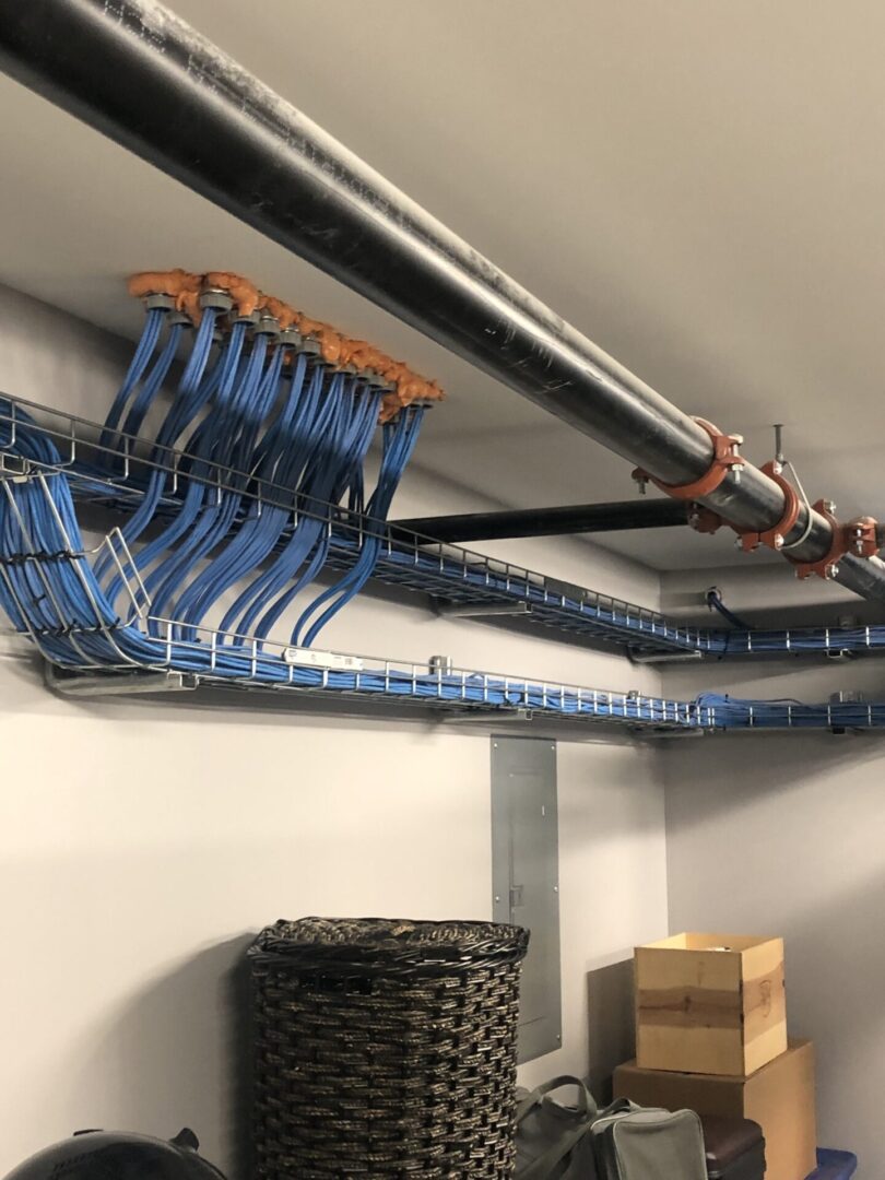 Data tray and cable run at EuroOptic in Montoursville Pennsylvania by B.A. Meixel Electrical.