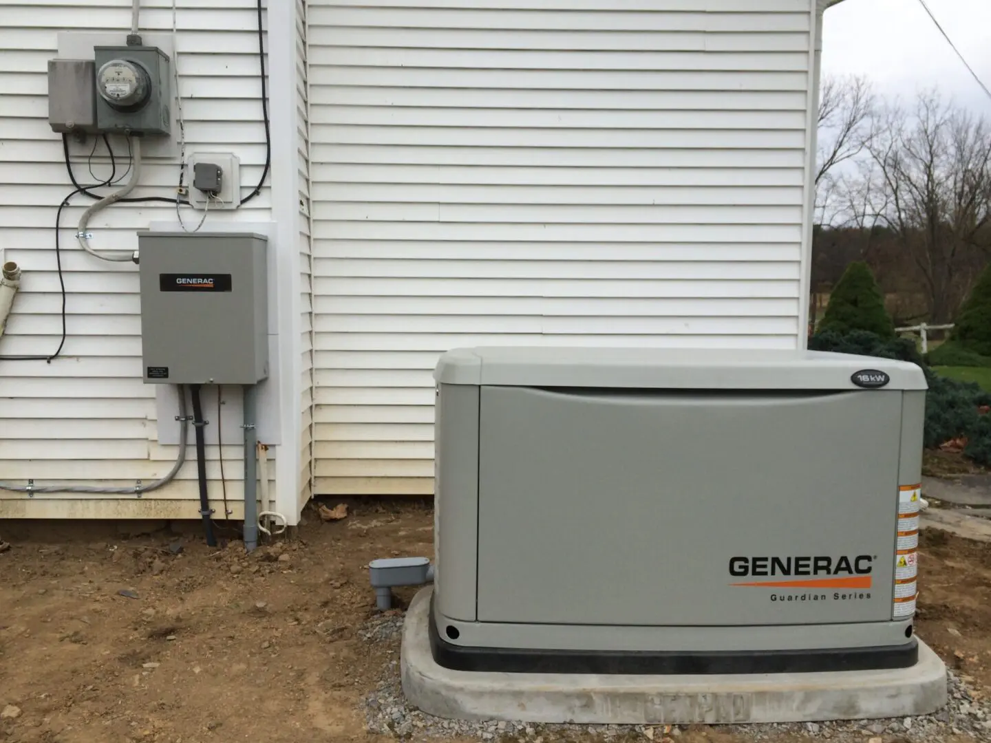 A picture of a Generac generator complete installation. 